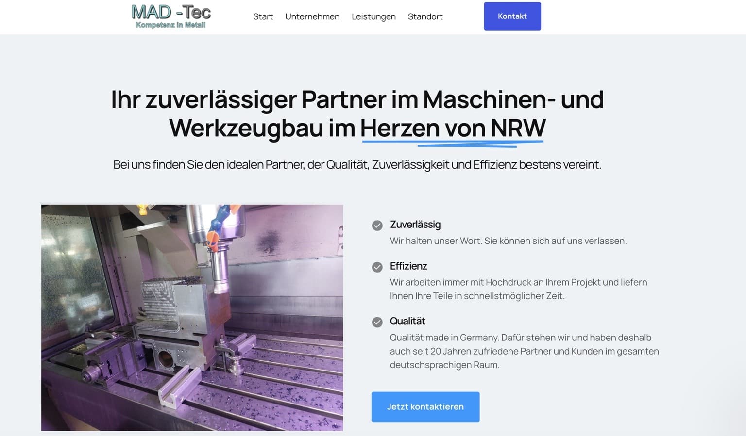 MAD-TEC: historical client work · current live status unverified, desktop website in German