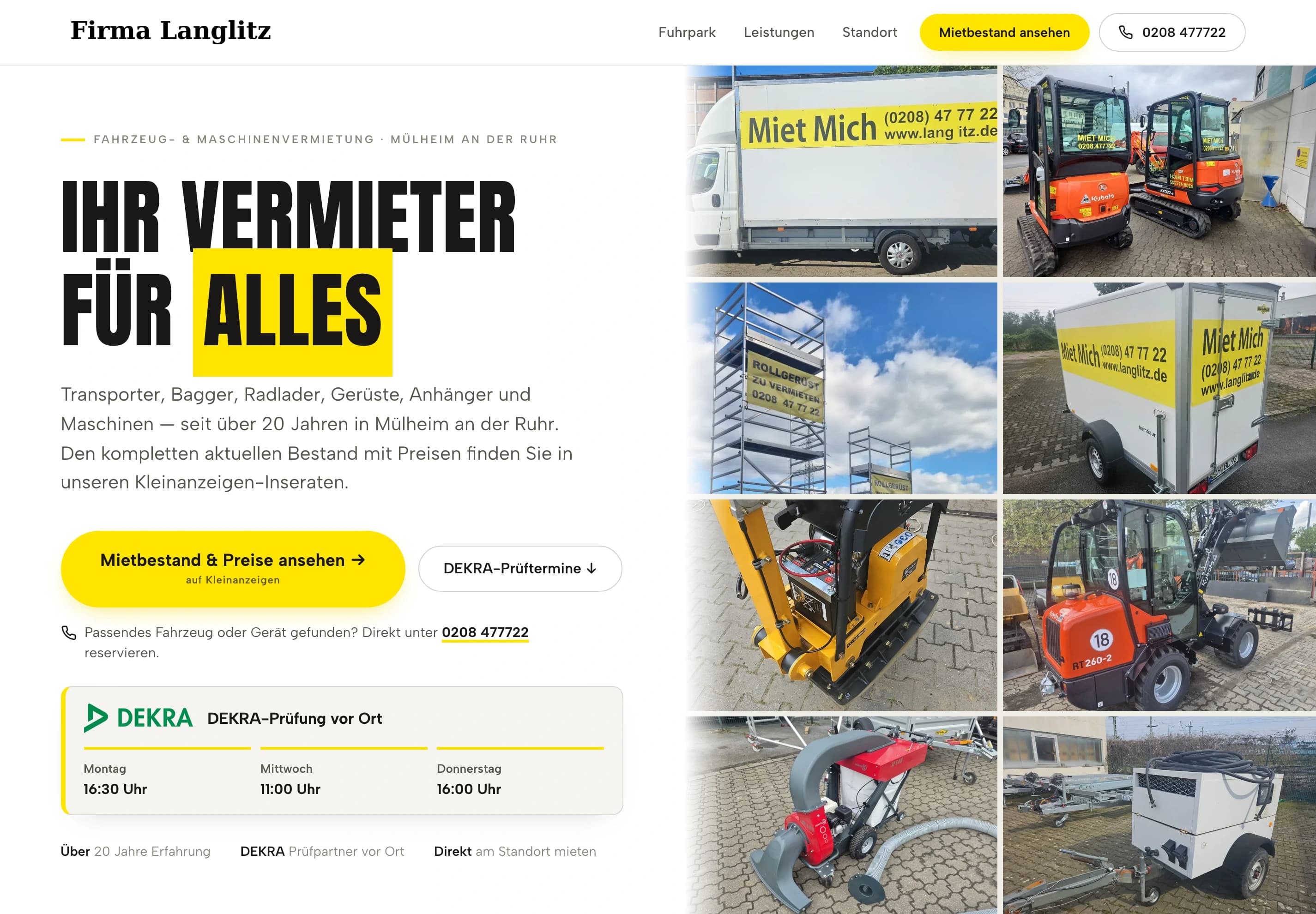Langlitz Transportervermietung: client project · documented website, desktop website in German